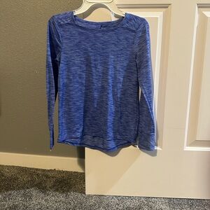 Blue Long Sleeve Athletic Shirt - keyhole in back and thumb holes on sleeves